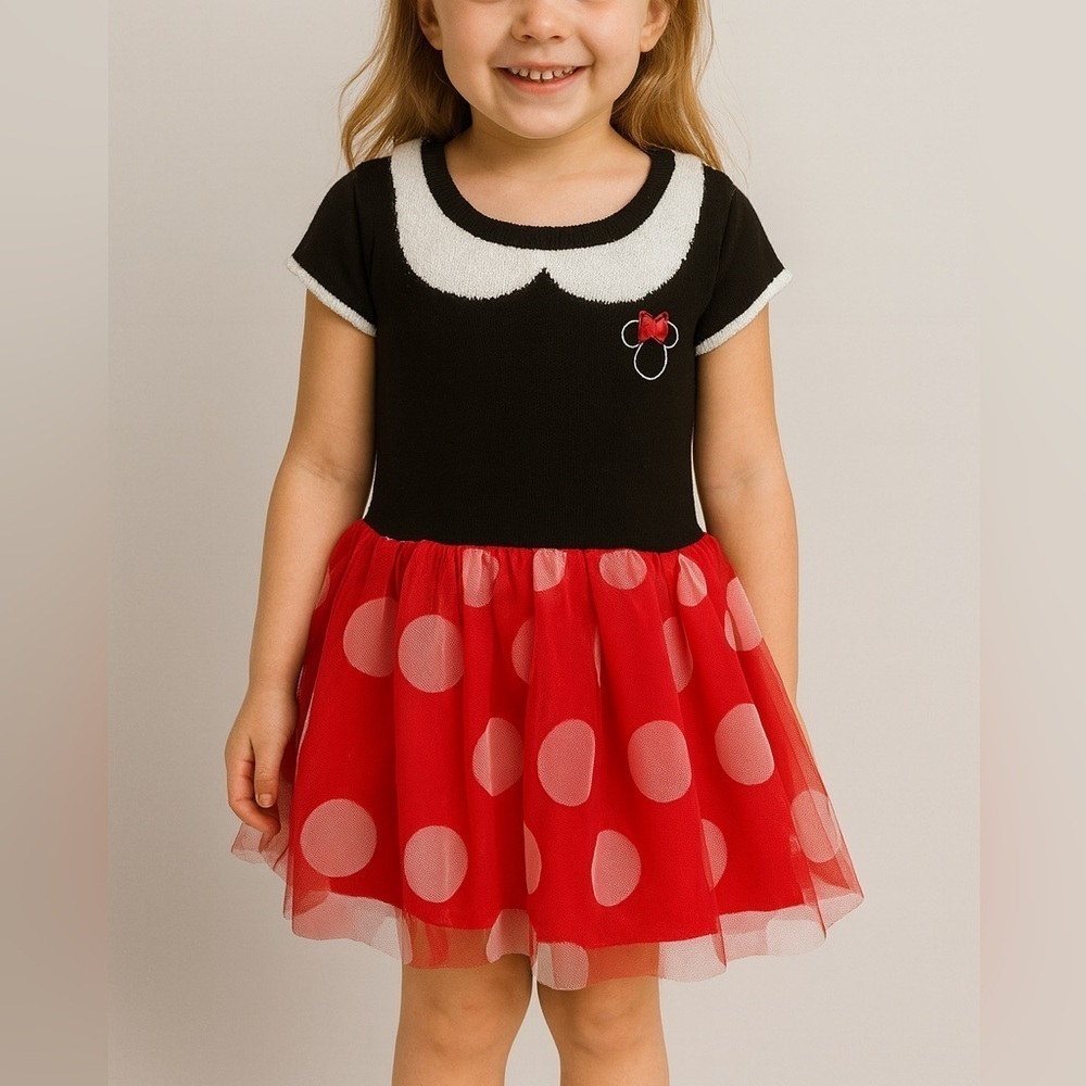 Disney Minnie Mouse Toddler Dress Red Polka Dot Tutu Skirt (1097)